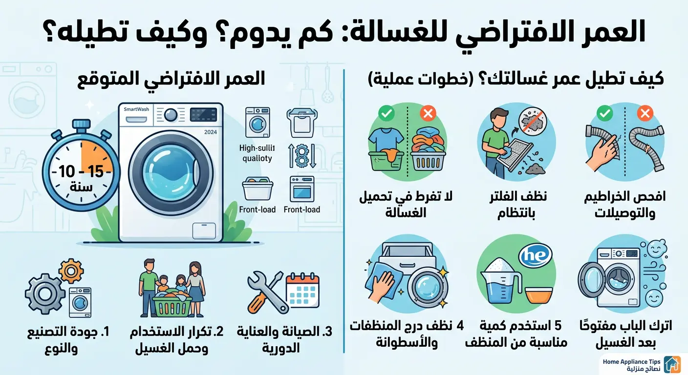 ما هو العمر الافتراضي للغسالة وكيف تطيله؟